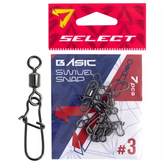 Вертлюжок з застібкою Select Basic Swivel Snap #3 (7 шт / уп), Размер: 34мм, Цвет воблера: Black Nickel, фото 